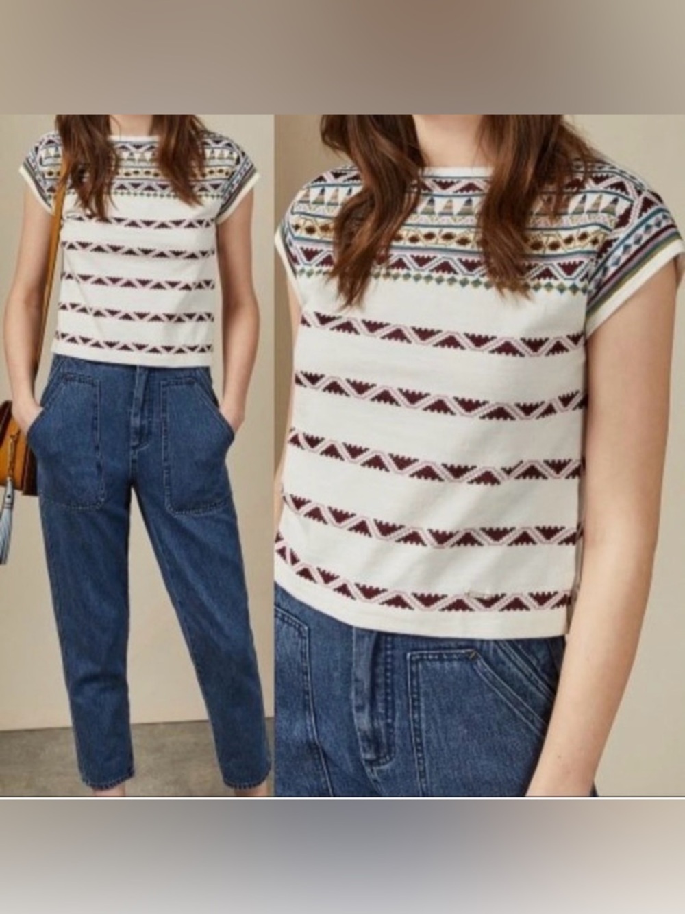 Ted Baker CENNA AZTEC Knitted Top size 0 boho indie western pattern